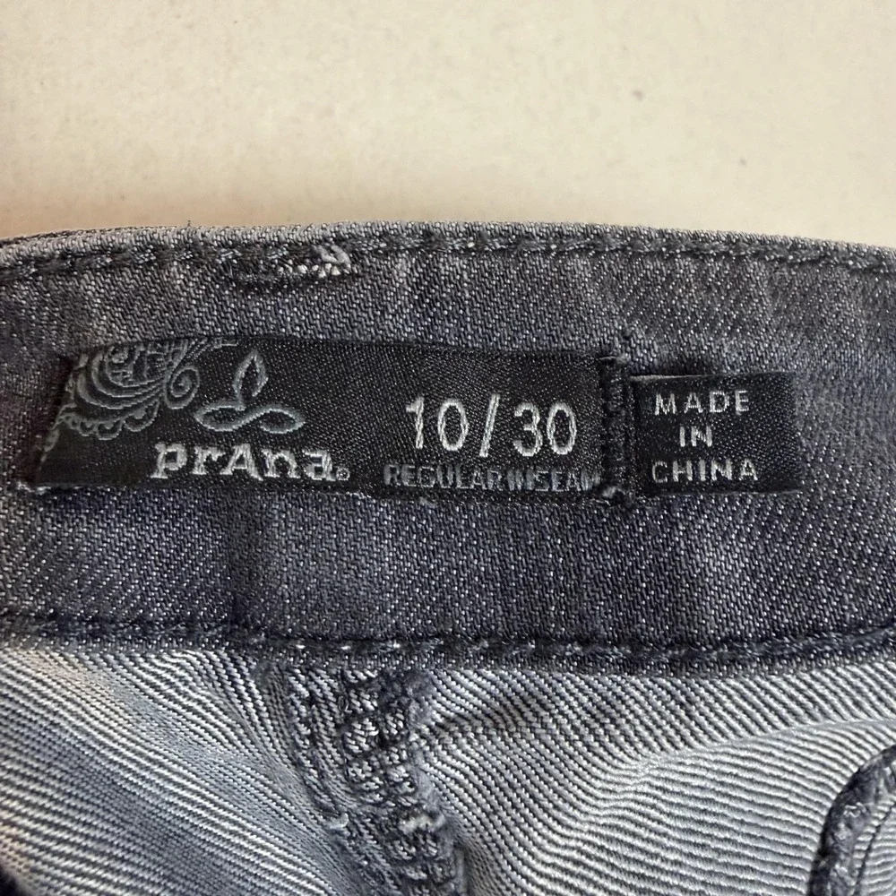 PrAna Jeans Womens 10/30 Gray Dark Wash Slim‎ Straight Mid Rise Stretch Denim